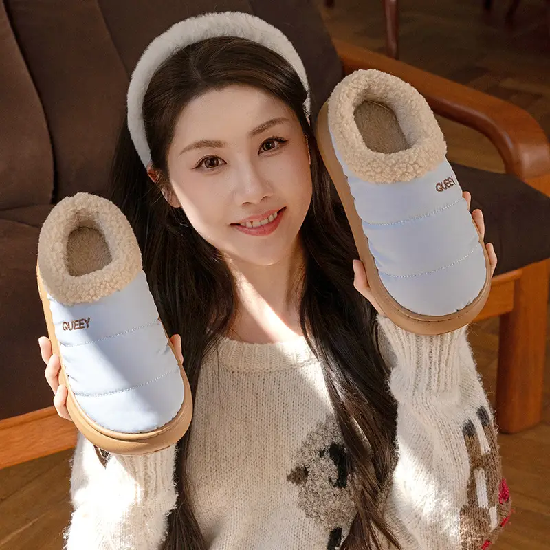 Winter Couple Cotton Slippers for Women, Autumn and Winter Home Indoor Non-Slip Home Fleece-Lined Bag Heel Warm Cotton Shoes for Outer Wear - Image 8