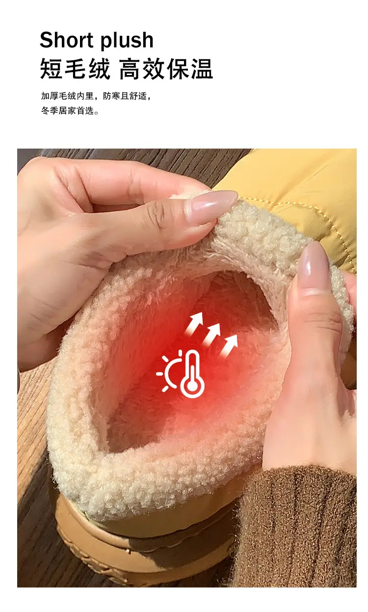 Winter Couple Cotton Slippers for Women, Autumn and Winter Home Indoor Non-Slip Home Fleece-Lined Bag Heel Warm Cotton Shoes for Outer Wear — feature 11