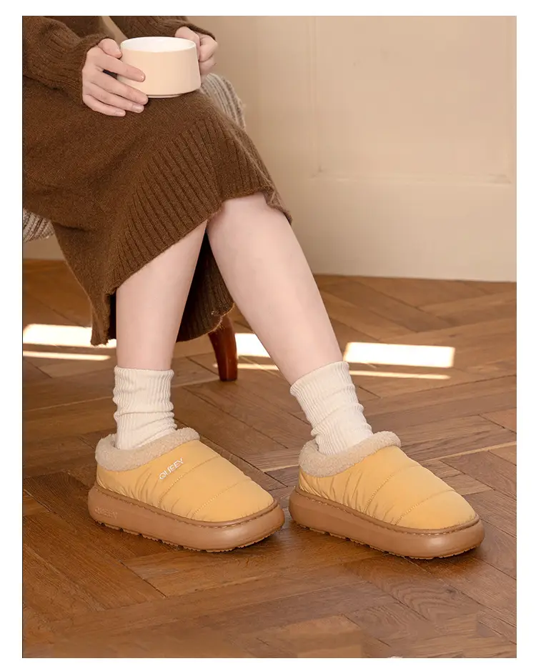Winter Couple Cotton Slippers for Women, Autumn and Winter Home Indoor Non-Slip Home Fleece-Lined Bag Heel Warm Cotton Shoes for Outer Wear — feature 15