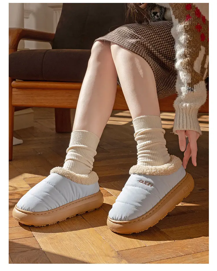 Winter Couple Cotton Slippers for Women, Autumn and Winter Home Indoor Non-Slip Home Fleece-Lined Bag Heel Warm Cotton Shoes for Outer Wear — feature 19