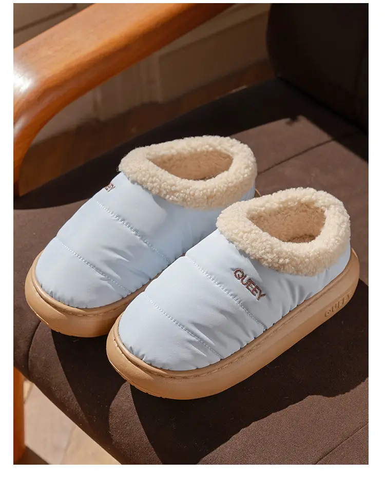 Winter Couple Cotton Slippers for Women, Autumn and Winter Home Indoor Non-Slip Home Fleece-Lined Bag Heel Warm Cotton Shoes for Outer Wear — feature 21