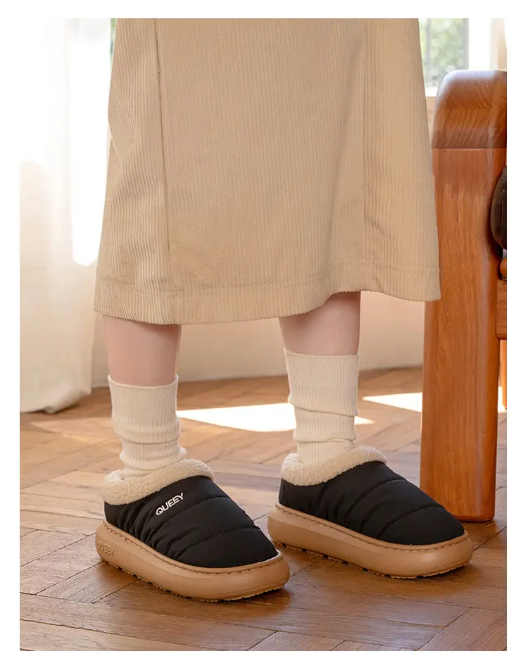Winter Couple Cotton Slippers for Women, Autumn and Winter Home Indoor Non-Slip Home Fleece-Lined Bag Heel Warm Cotton Shoes for Outer Wear — feature 25