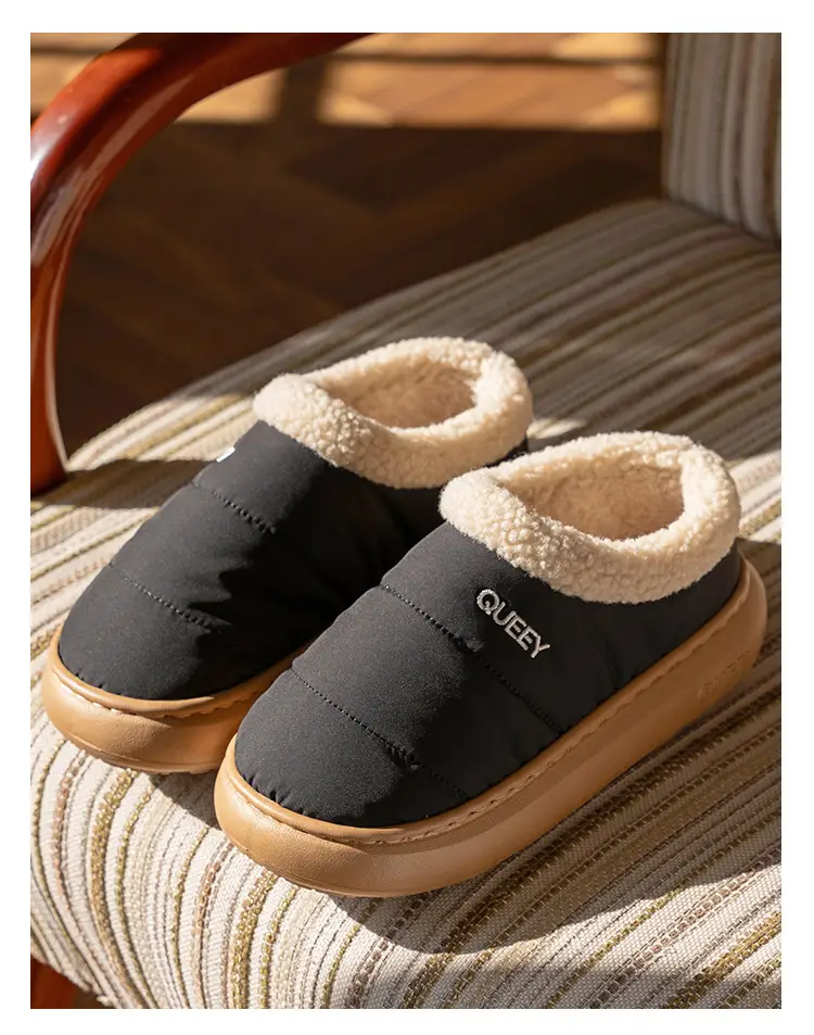 Winter Couple Cotton Slippers for Women, Autumn and Winter Home Indoor Non-Slip Home Fleece-Lined Bag Heel Warm Cotton Shoes for Outer Wear — feature 28