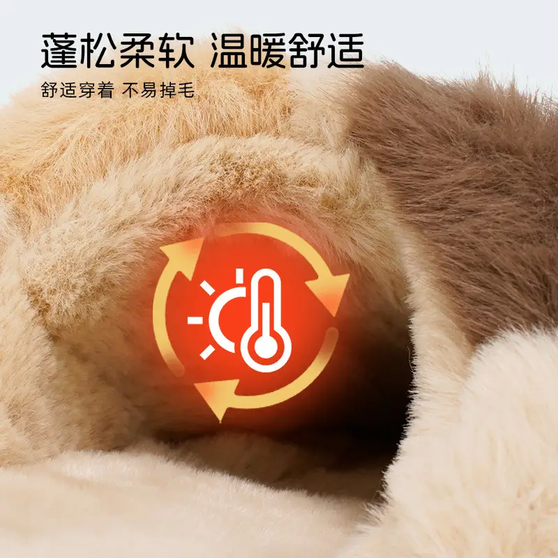 Hotmarzz Cute Cat Plush Slippers Women Brown - Image 5