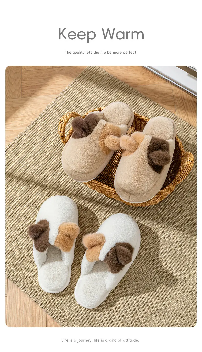 Hotmarzz Cute Cat Plush Slippers Women Brown — feature 9