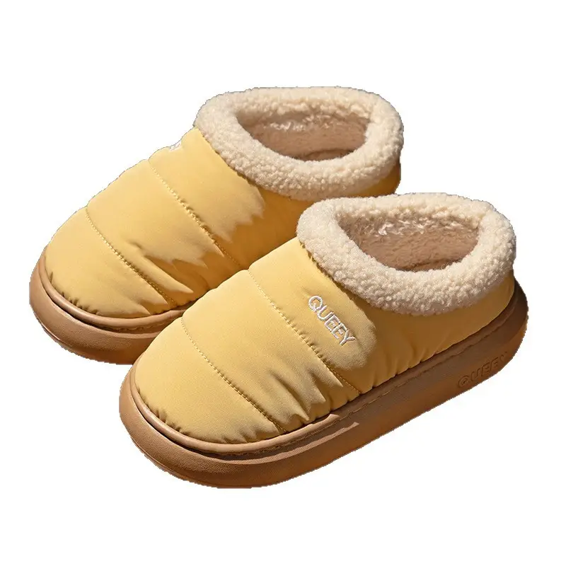 2026 New Cotton Slippers for Women, Suitable for Outdoor Wear in Winter, Waterproof, Fleece-Lined, Warm, Closed-Back, Home Plush Cotton Shoes for Couples
