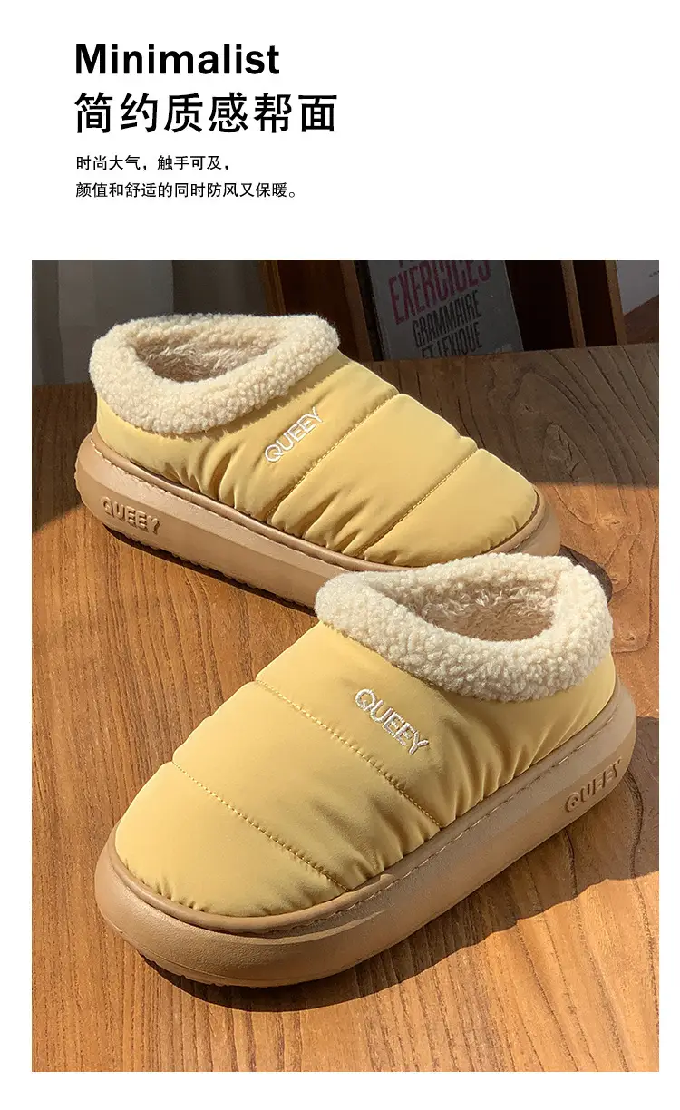 2026 New Cotton Slippers for Women, Suitable for Outdoor Wear in Winter, Waterproof, Fleece-Lined, Warm, Closed-Back, Home Plush Cotton Shoes for Couples — feature 10