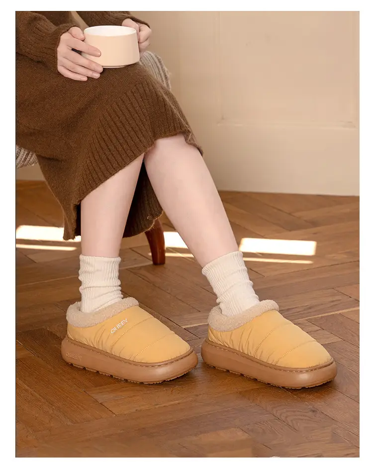 2026 New Cotton Slippers for Women, Suitable for Outdoor Wear in Winter, Waterproof, Fleece-Lined, Warm, Closed-Back, Home Plush Cotton Shoes for Couples — feature 15