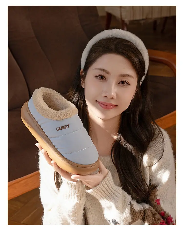 2026 New Cotton Slippers for Women, Suitable for Outdoor Wear in Winter, Waterproof, Fleece-Lined, Warm, Closed-Back, Home Plush Cotton Shoes for Couples — feature 17