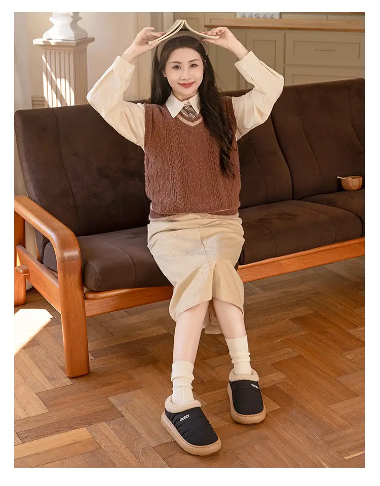 2026 New Cotton Slippers for Women, Suitable for Outdoor Wear in Winter, Waterproof, Fleece-Lined, Warm, Closed-Back, Home Plush Cotton Shoes for Couples — feature 23