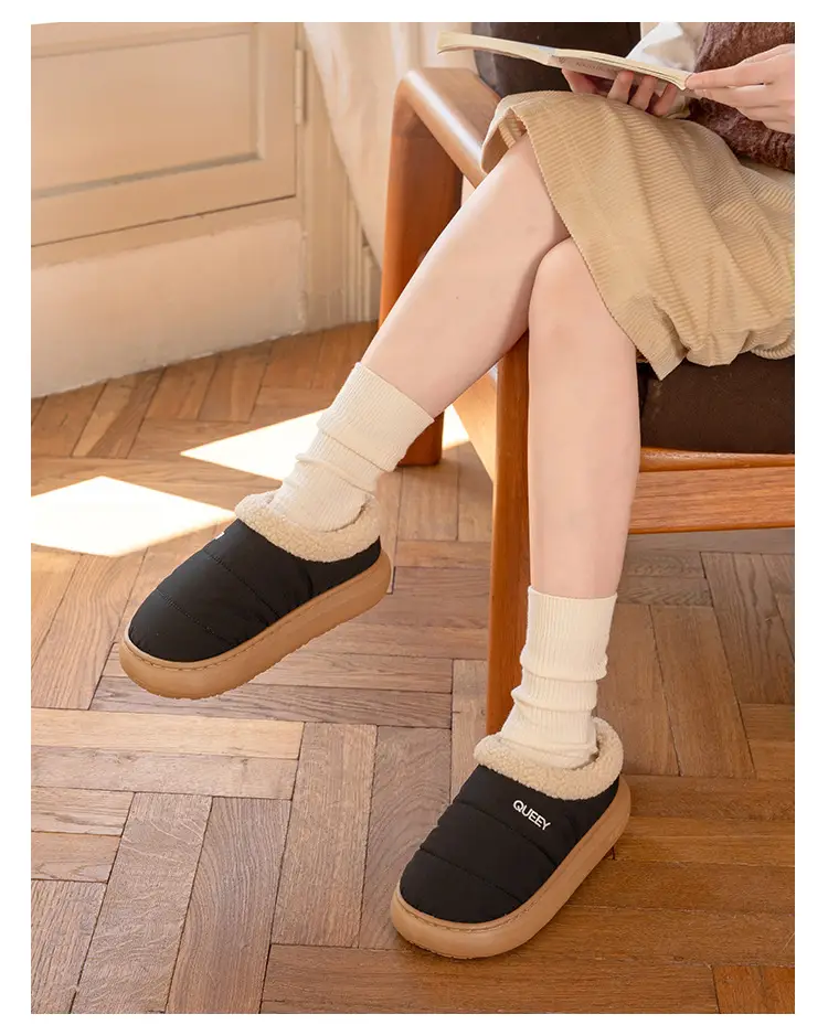 2026 New Cotton Slippers for Women, Suitable for Outdoor Wear in Winter, Waterproof, Fleece-Lined, Warm, Closed-Back, Home Plush Cotton Shoes for Couples — feature 24