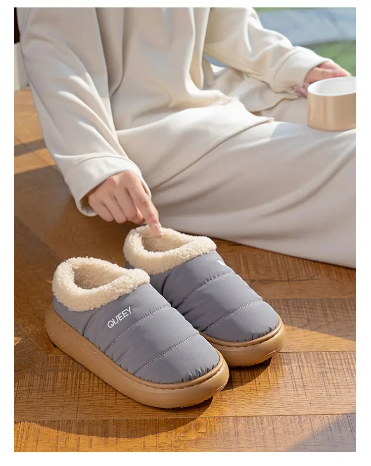 2026 New Cotton Slippers for Women, Suitable for Outdoor Wear in Winter, Waterproof, Fleece-Lined, Warm, Closed-Back, Home Plush Cotton Shoes for Couples — feature 33