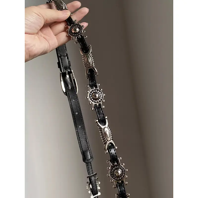 Black Leather Irregular Round Necklace Waist Chain — feature 2