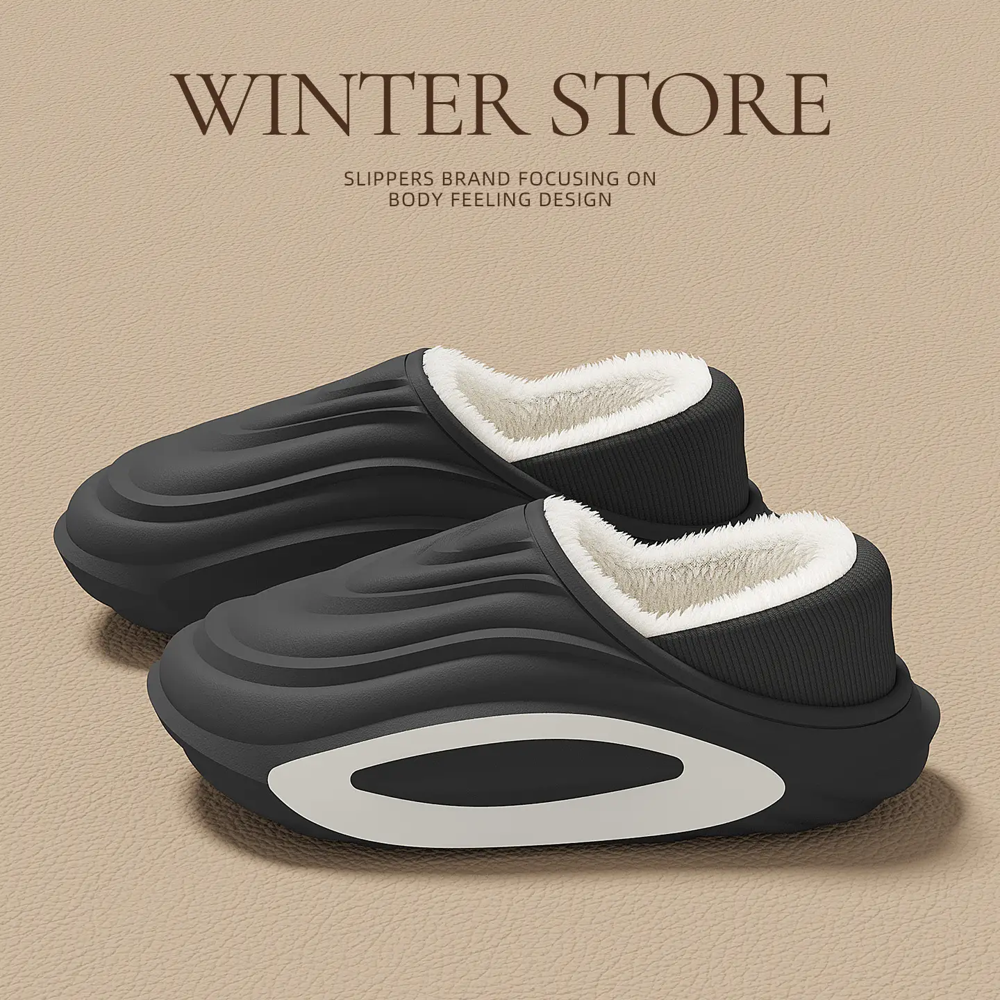 Winter Waterproof Cotton Slippers for Men with Warm Fleece Lined Heel - Image 4