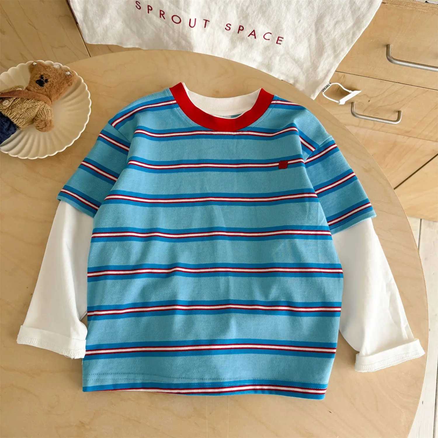 Baby Striped Long Sleeve T-Shirt Blue Red White — feature 13