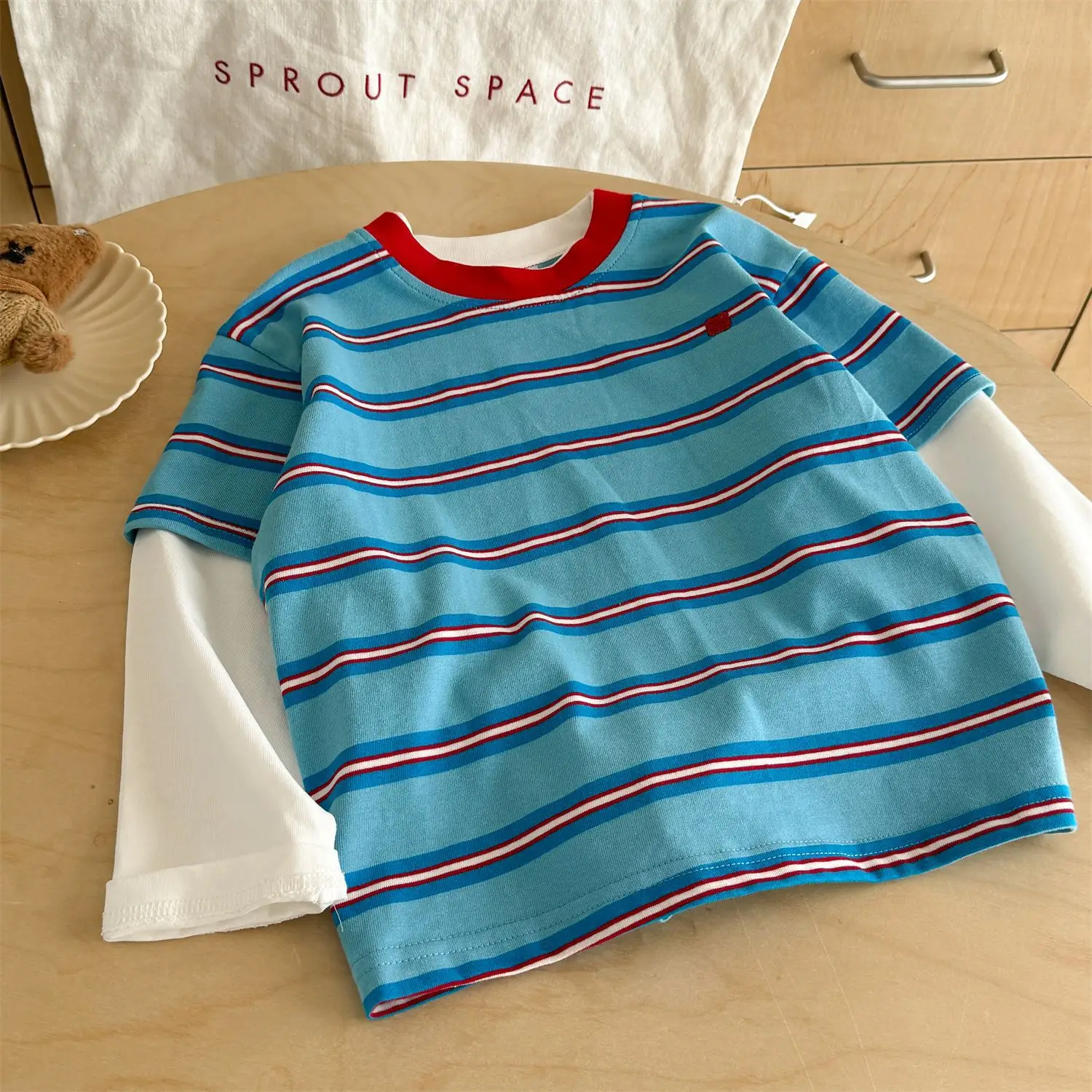 Baby Striped Long Sleeve T-Shirt Blue Red White — feature 15