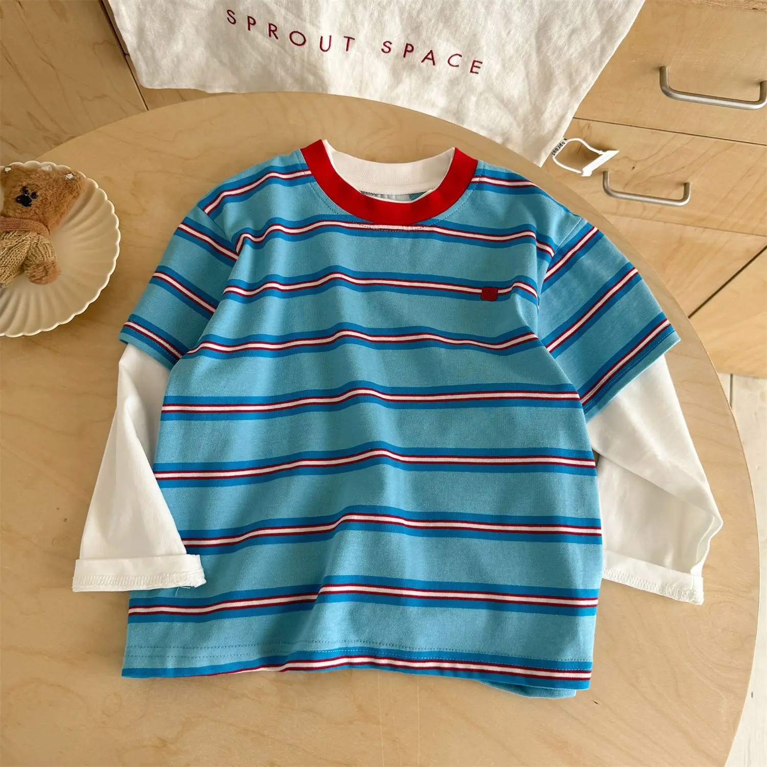 Baby Striped Long Sleeve T-Shirt Blue Red White — feature 17