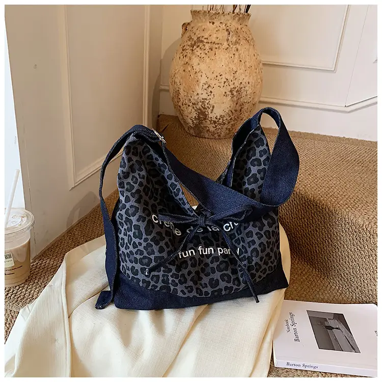 Leopard Print Denim Crossbody Bag Large 2026 — feature 11