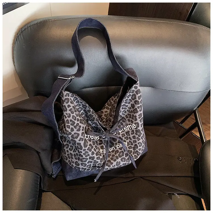 Leopard Print Denim Crossbody Bag Large 2026 — feature 13