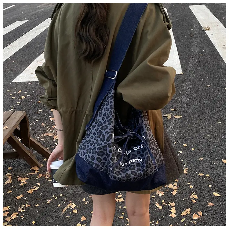 Leopard Print Denim Crossbody Bag Large 2026 — feature 20