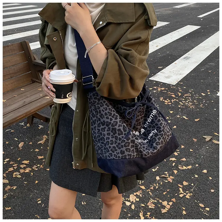 Leopard Print Denim Crossbody Bag Large 2026 — feature 21