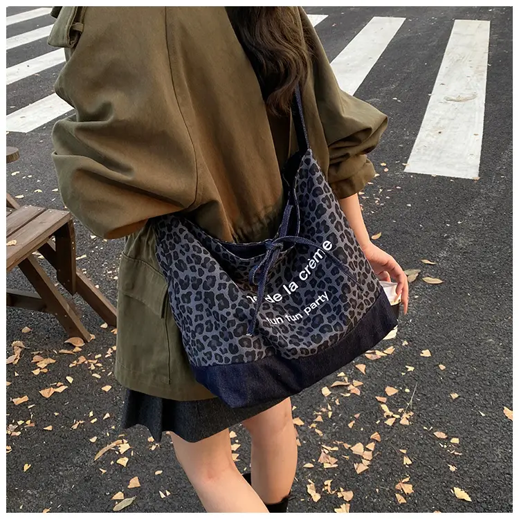 Leopard Print Denim Crossbody Bag Large 2026 — feature 22