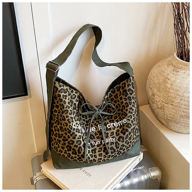 Leopard Print Denim Crossbody Bag Large 2026 — feature 9