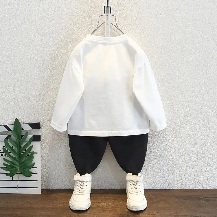 Boys White Letter T-Shirt Spring Autumn Korean Style - Image 3