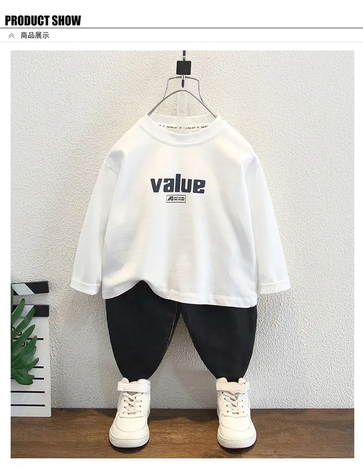 Boys White Letter T-Shirt Spring Autumn Korean Style — feature 6