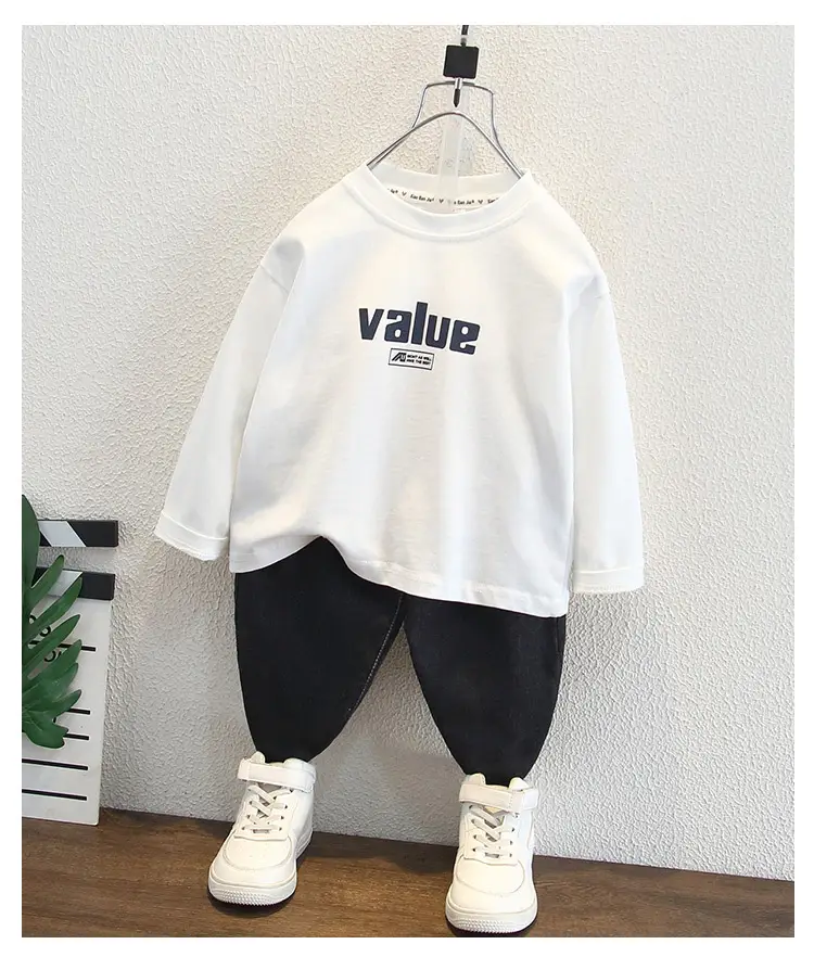 Boys White Letter T-Shirt Spring Autumn Korean Style — feature 7