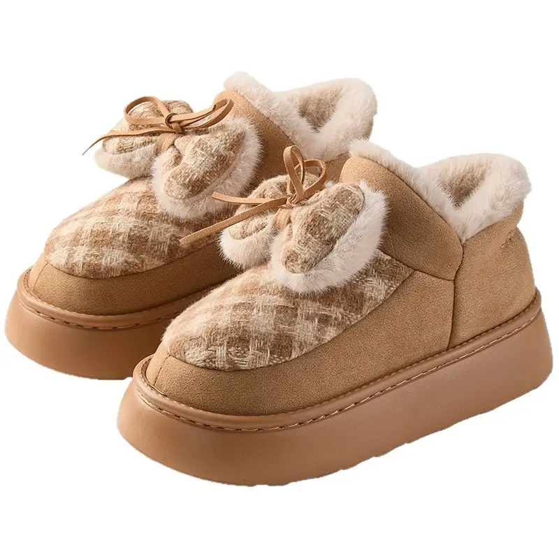Qidan Shoe Factory Snow Boots for Women in Winter Korean Style Thick-Soled Fleece-Lined Warm Home Non-Slip Can Be Worn Outside Women's Cotton Shoes - Image 8
