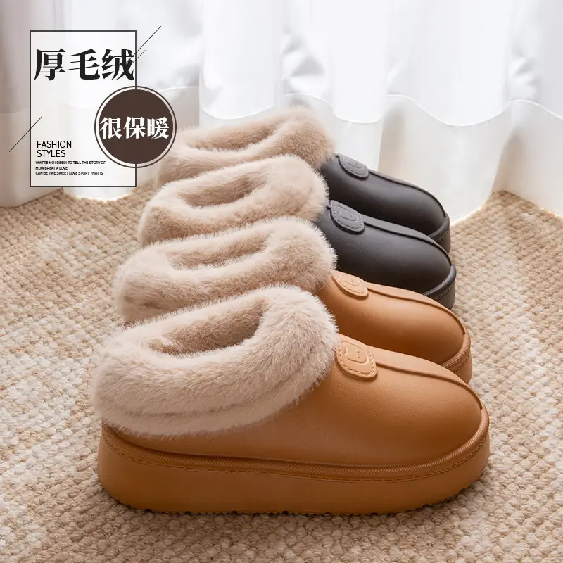 Cover-Heeled Cotton Slippers for Women in Winter 2025 New Indoor Home Fleece-Lined Warm Thick-Soled Non-Slip Cotton Shoes for Men to Wear Outside - Image 6