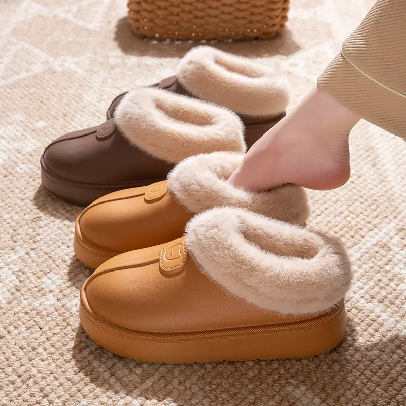 Cover-Heeled Cotton Slippers for Women in Winter 2025 New Indoor Home Fleece-Lined Warm Thick-Soled Non-Slip Cotton Shoes for Men to Wear Outside - Image 7