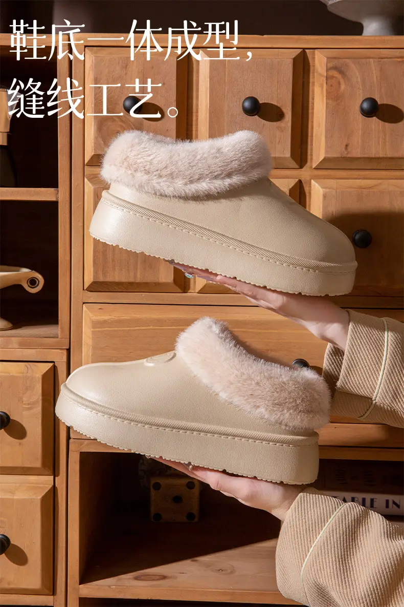 Cover-Heeled Cotton Slippers for Women in Winter 2025 New Indoor Home Fleece-Lined Warm Thick-Soled Non-Slip Cotton Shoes for Men to Wear Outside — feature 5