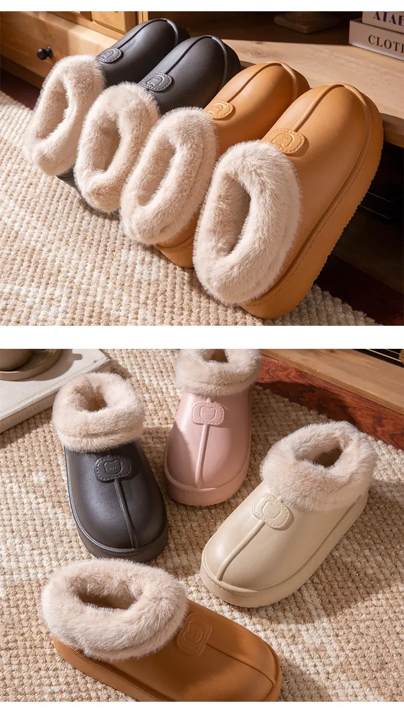 Cover-Heeled Cotton Slippers for Women in Winter 2025 New Indoor Home Fleece-Lined Warm Thick-Soled Non-Slip Cotton Shoes for Men to Wear Outside — feature 8