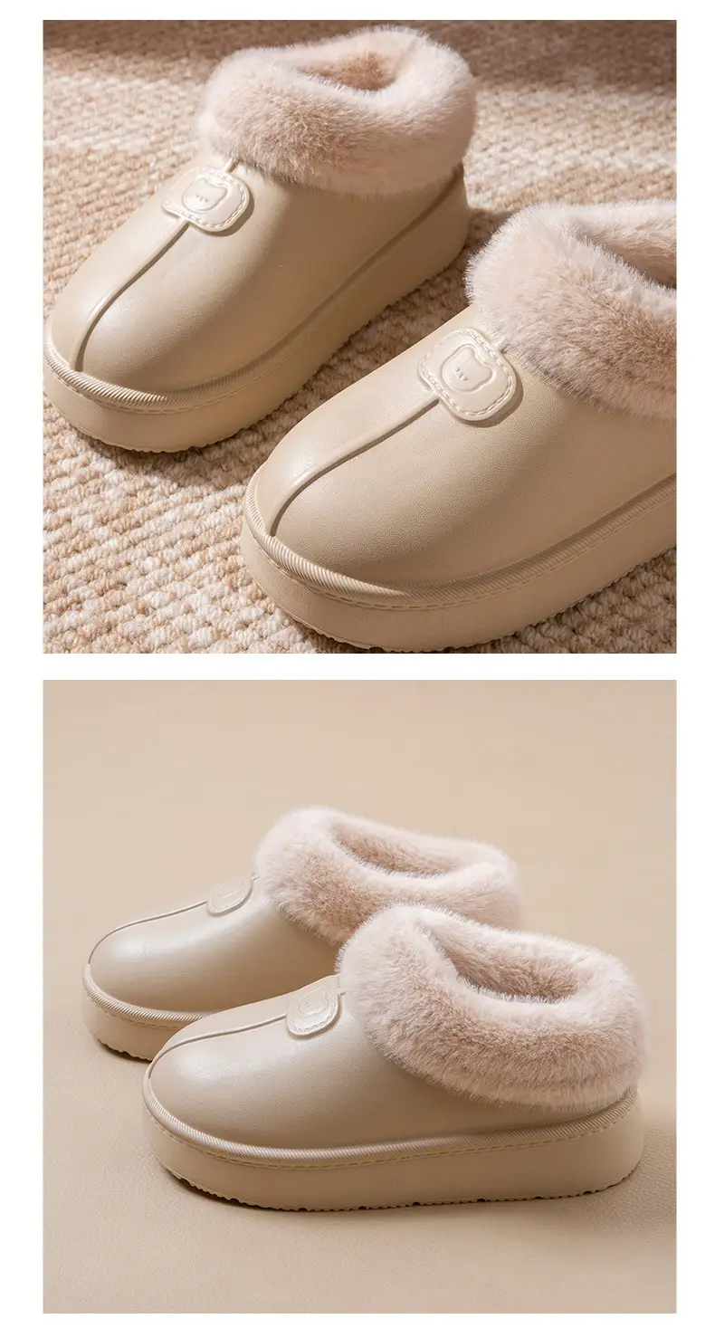 Cover-Heeled Cotton Slippers for Women in Winter 2025 New Indoor Home Fleece-Lined Warm Thick-Soled Non-Slip Cotton Shoes for Men to Wear Outside — feature 9