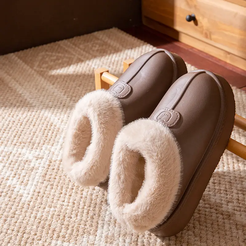 Cover-Heeled Cotton Slippers for Women in Winter 2025 New Indoor Home Fleece-Lined Warm Thick-Soled Non-Slip Cotton Shoes for Men to Wear Outside - Image 5
