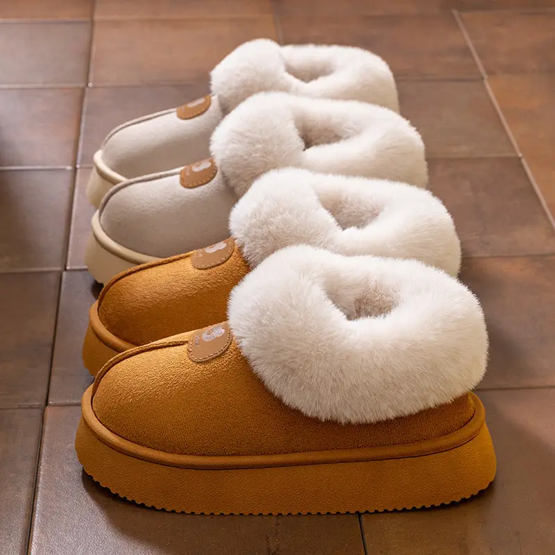 Women Winter Fleece Lined Slippers Grey Anti-Slip - Image 8