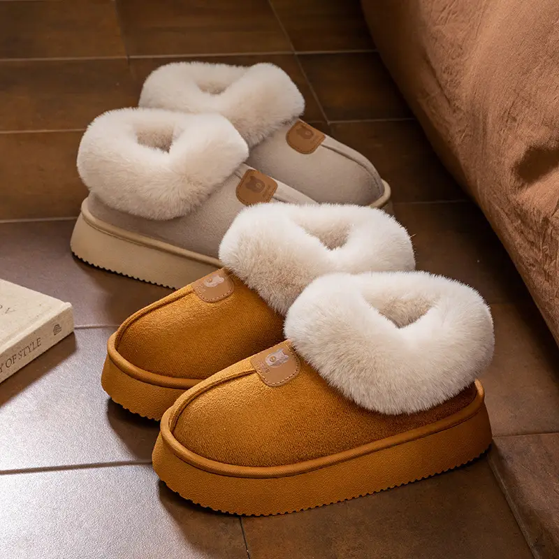 Women Winter Fleece Lined Slippers Grey Anti-Slip - Image 9