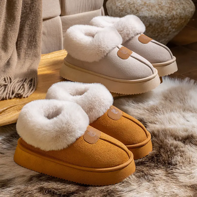 Women Winter Fleece Lined Slippers Grey Anti-Slip - Image 10