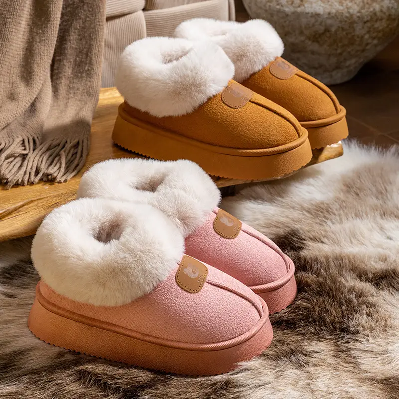 Women Winter Fleece Lined Slippers Grey Anti-Slip - Image 11