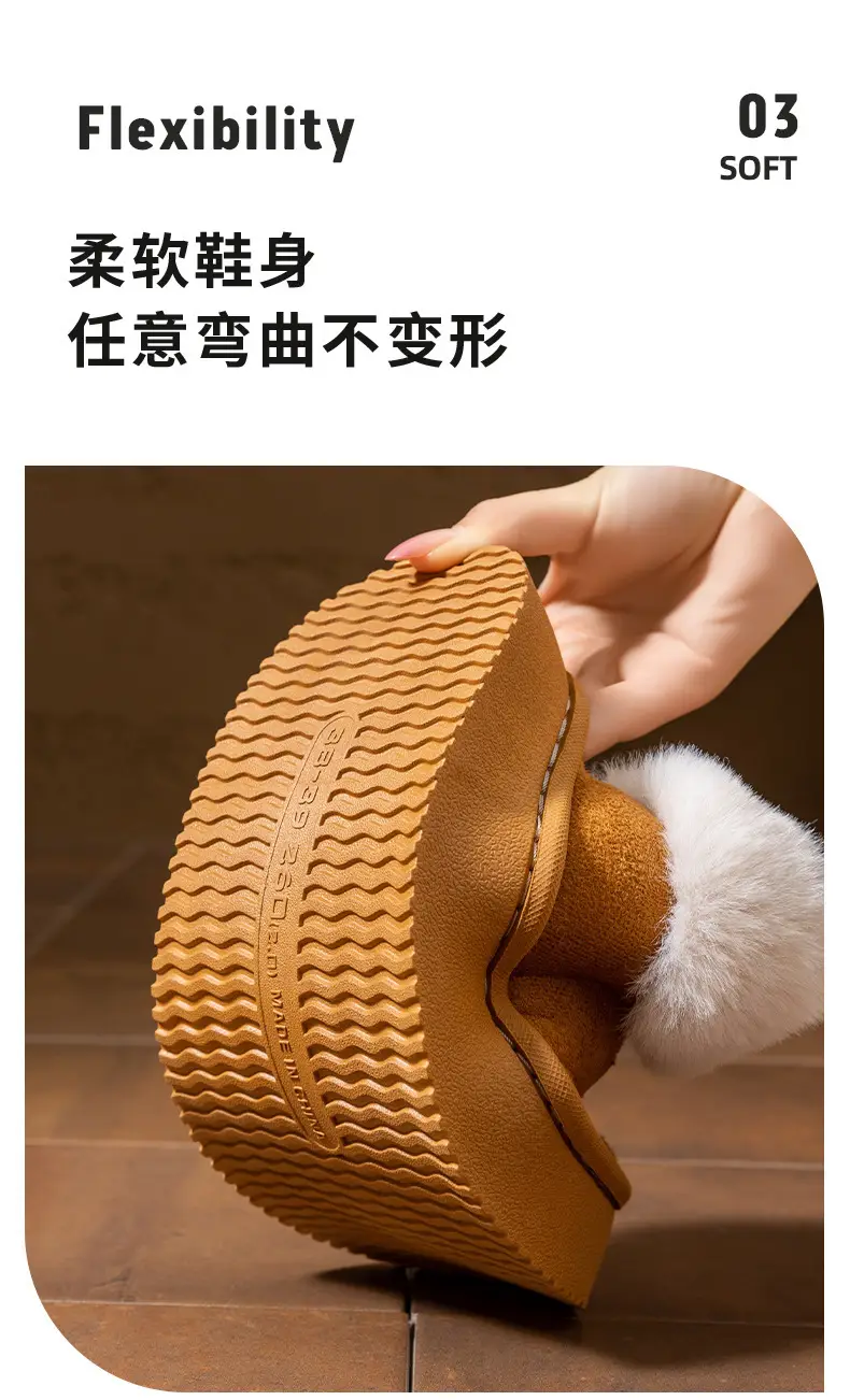 Women Winter Fleece Lined Slippers Grey Anti-Slip — feature 13