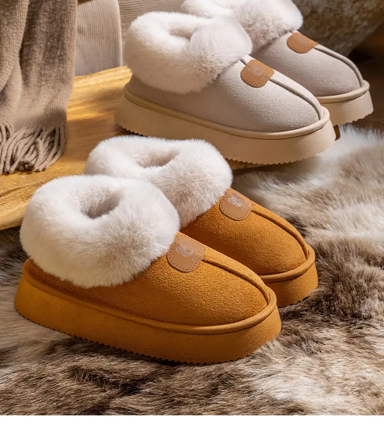 Women Winter Fleece Lined Slippers Grey Anti-Slip — feature 3