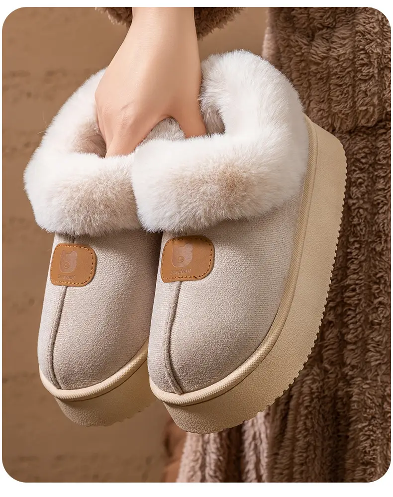 Women Winter Fleece Lined Slippers Grey Anti-Slip — feature 6