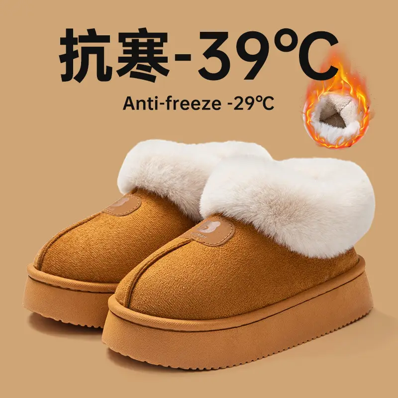 Women Winter Fleece Lined Slippers Grey Anti-Slip - Image 3