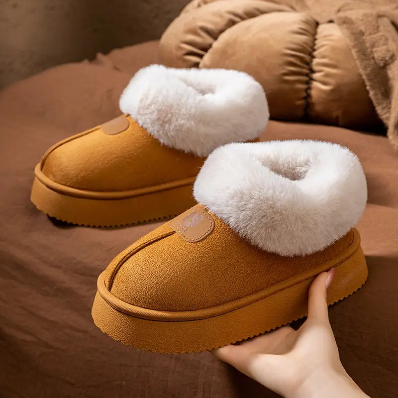 Women Winter Fleece Lined Slippers Grey Anti-Slip - Image 5