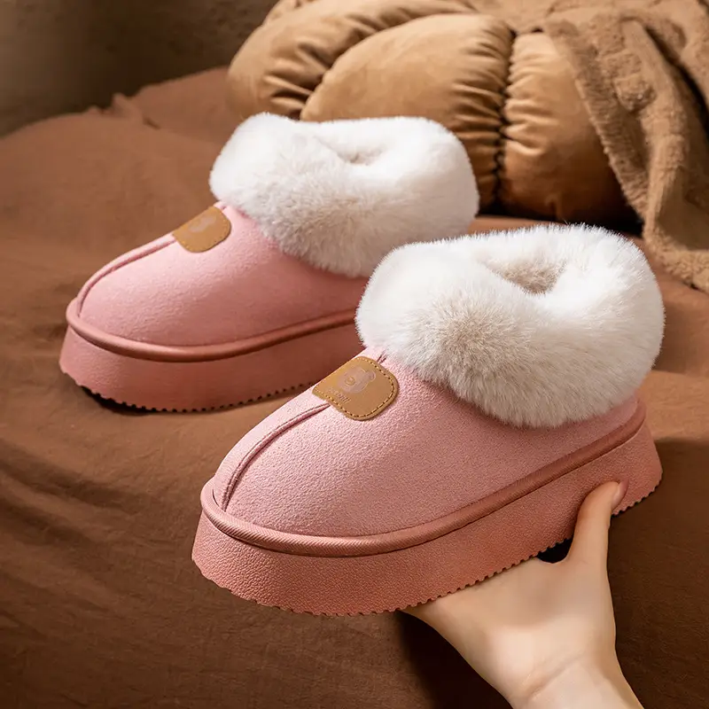 Women Winter Fleece Lined Slippers Grey Anti-Slip - Image 7