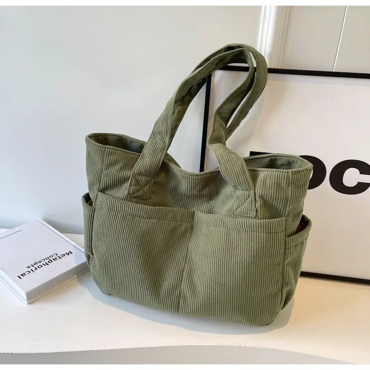 Japanese Style Canvas Crossbody Bag Large Capacity Olive Green — feature 18