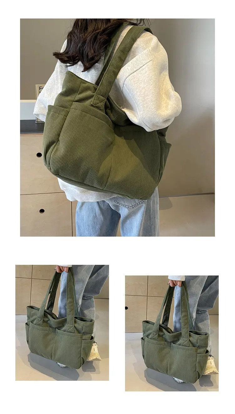 Japanese Style Canvas Crossbody Bag Large Capacity Olive Green — feature 41