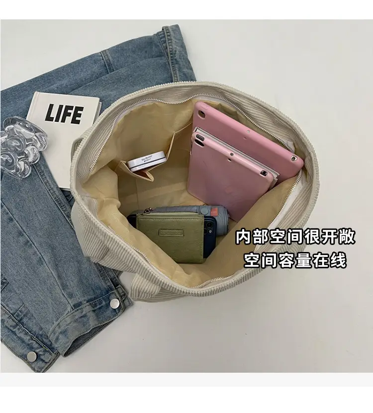Japanese Style Canvas Crossbody Bag Large Capacity Olive Green — feature 8